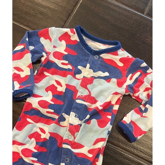 Kickee Pants Other - KicKee Pants Red White Blue Camo Bamboo Viscose Romper 0-3 Months Snap Front